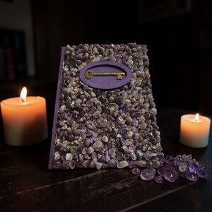 Purple Gemstone Decorative Storage Box OVER a 100 carats of Amethyst